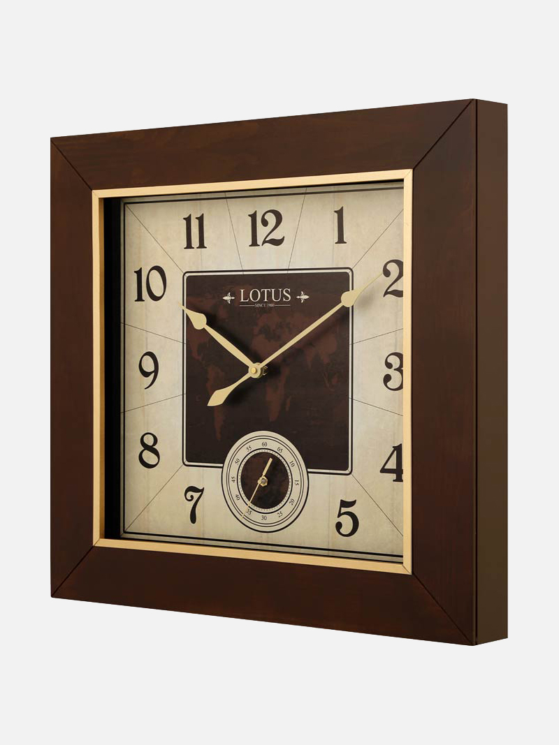 ساعت دیواری چوبی لوتوس مدل9915 مربع